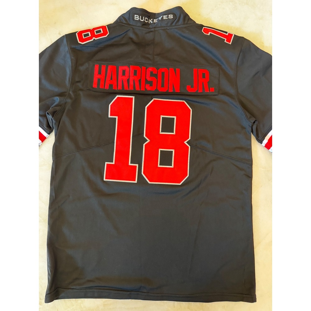 Ohio State Buckeyes #18 Harrison Jr Black Stitched Football Jersey Men's M